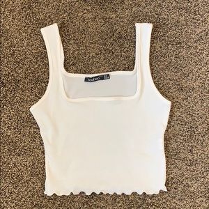 Boohoo White Lettuce Edge Tanktop